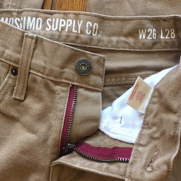 MOSSIMO Khaki Tan Jeans Slim Straight Leg Size 26 X 28 Classic - Picture 2 of 7